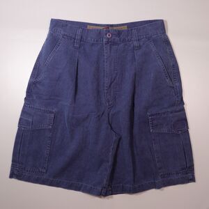 Vintage Abercrombie Cargo Shorts Blue 90's Heavy Canvas Hong Kong Mens 31 x 9"